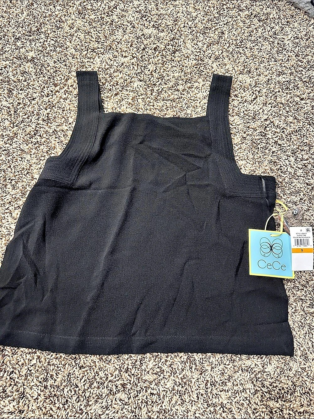 CeCe Island Time Tank Women'Small Black Tank Top Small NWT